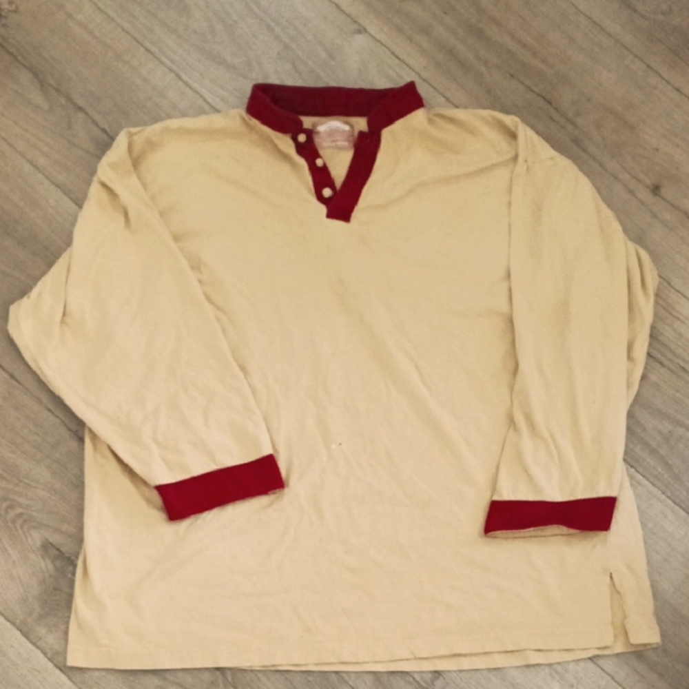 SHANGHAI TANG CATHAY PACIFIC Shirt Mens Large First Class Lounge Pajama Beige